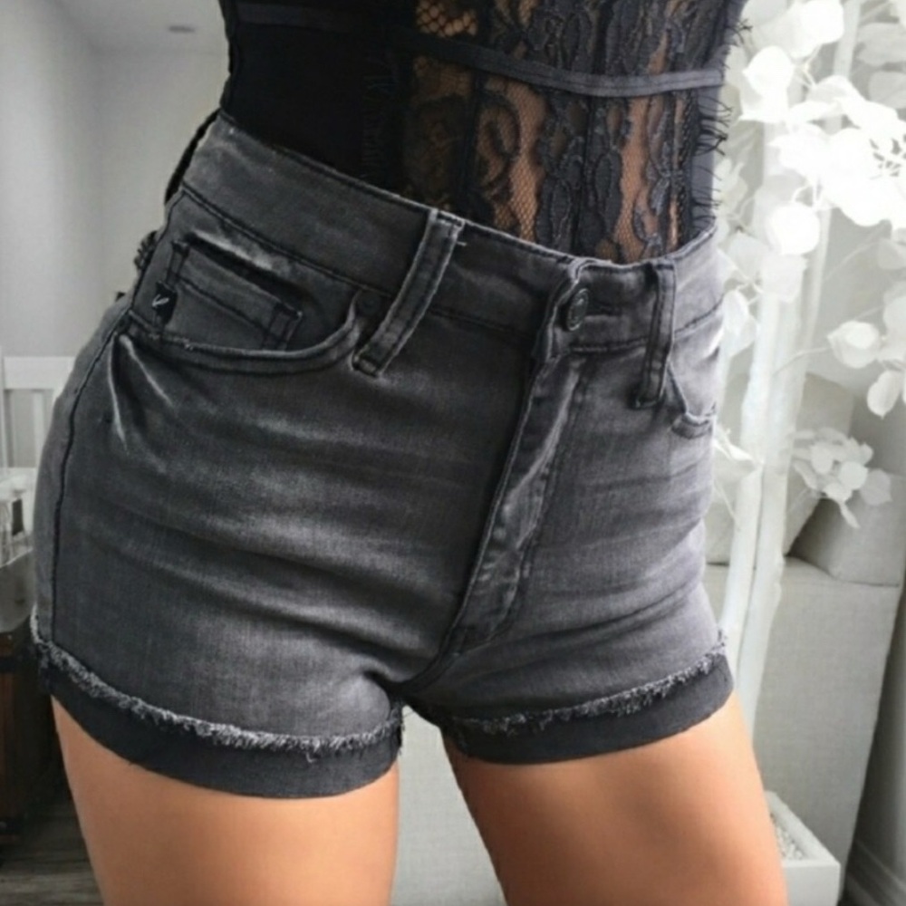 Ekattire Black Distressed Jean shorts
